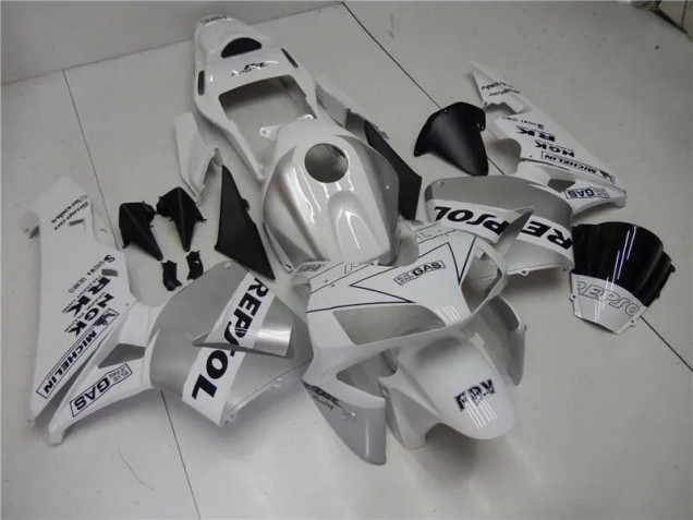 Carenado CBR 600 RR 2003-2004 - Plata Blanco Negro Repsol