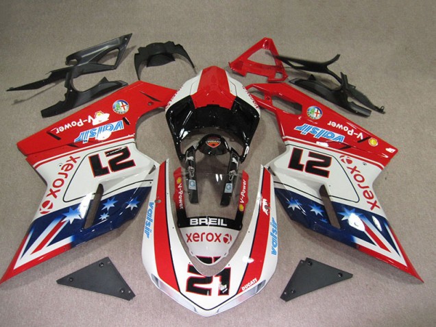 Carenado Ducati 1098 2007-2014 - Rojo Blanco Breil Xerox 21 Carenado Ducati 1098 2007-2014 - Rojo Blanco Breil Xerox 21
