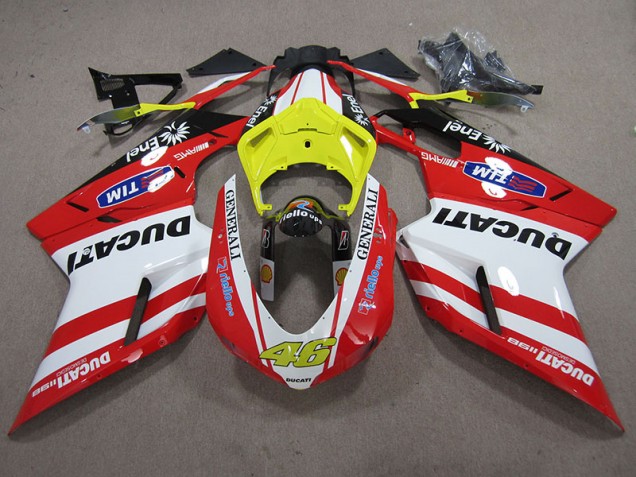 Carenado Ducati 1098 848 2007-2014 - Rojo Blanco Generali 46 Carenado Ducati 1098 848 2007-2014 - Rojo Blanco Generali 46