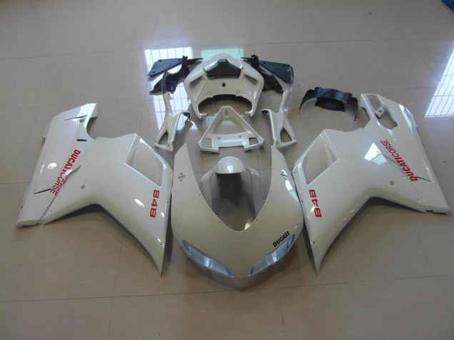 Carenado Ducati 848 1098 1198 2007-2014 - Blanco Perla Rojo Calcomanías Carenado Ducati 848 1098 1198 2007-2014 - Blanco Perla Rojo Calcomanías