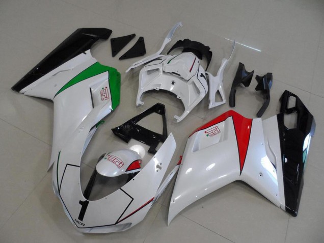 Carenado Ducati 848 1098 1198 2007-2014 - Blanco Perla con Italy Flag