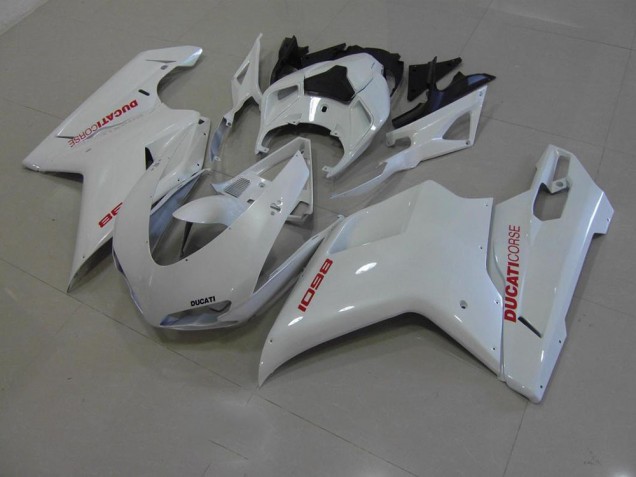 Carenado Ducati 848 1098 1198 2007-2014 - Blanco Perla con Rojo Calcomanías