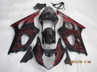 Carenado GSXR 1000 K3 2003-2004 - Negro Rojo Llama