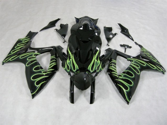 Carenado GSXR 600 K6 2006-2007 - Negro Verde Llama