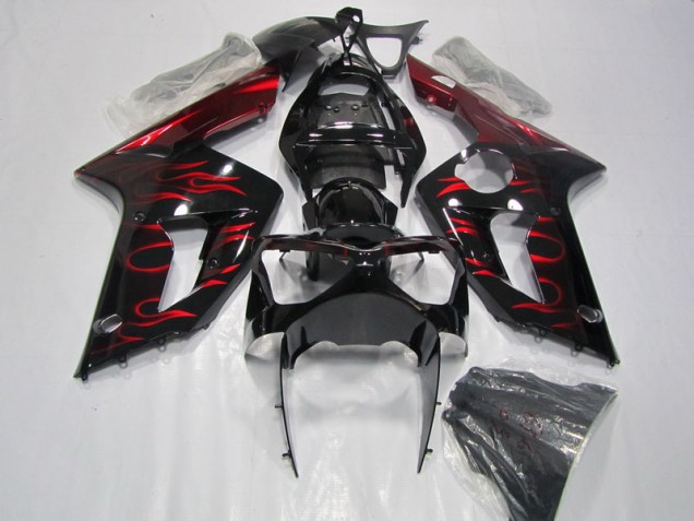 Carenado ZX6R 2003-2004 - Negro Rojo Llama Carenado ZX6R 2003-2004 - Negro Rojo Llama