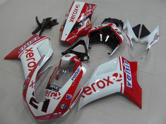 Kit ABS Carenado Ducati 848 1098 1198 2007-2014 - Blanco Rojo Xerox